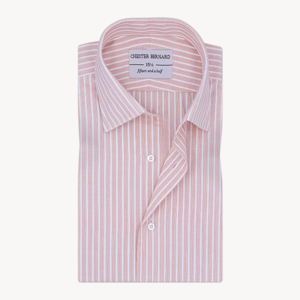 Peach Broad Stripes Formal Shirt For Mens1