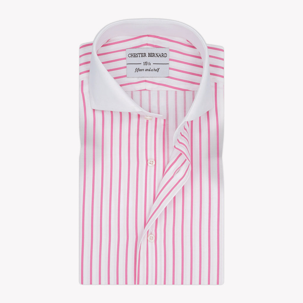 Pink with White Stripes Formal Shirt For Mens1