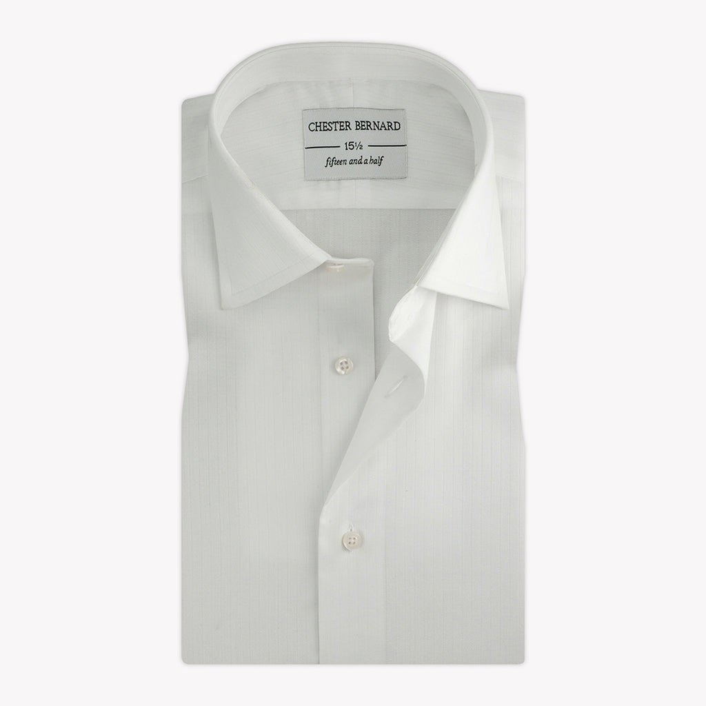 Pure White Striped Formal Shirt For Mens 1