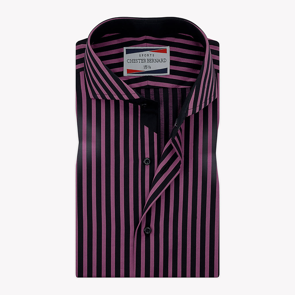 Purple and Black Stripes Casual Shirt For Mens1
