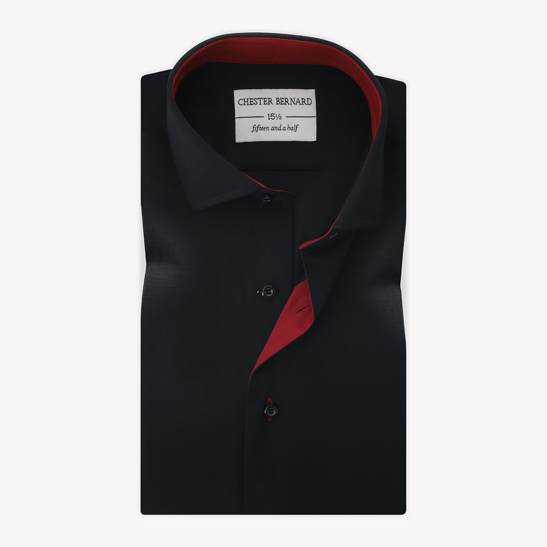 Red Edge Black Cotton Casual Shirt For Mens 1