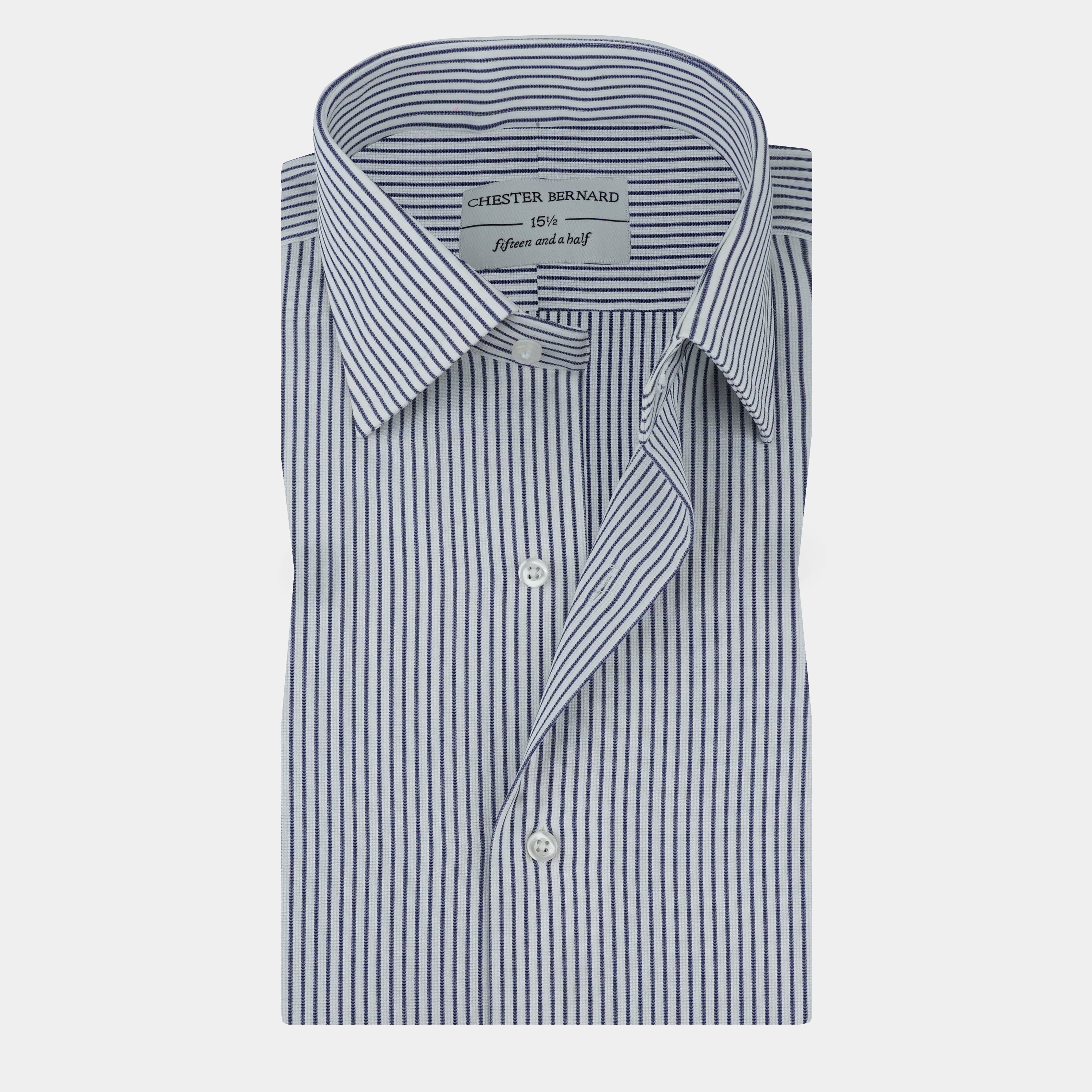 Classic White & Navy Pinstripe Formal Shirt OL-600