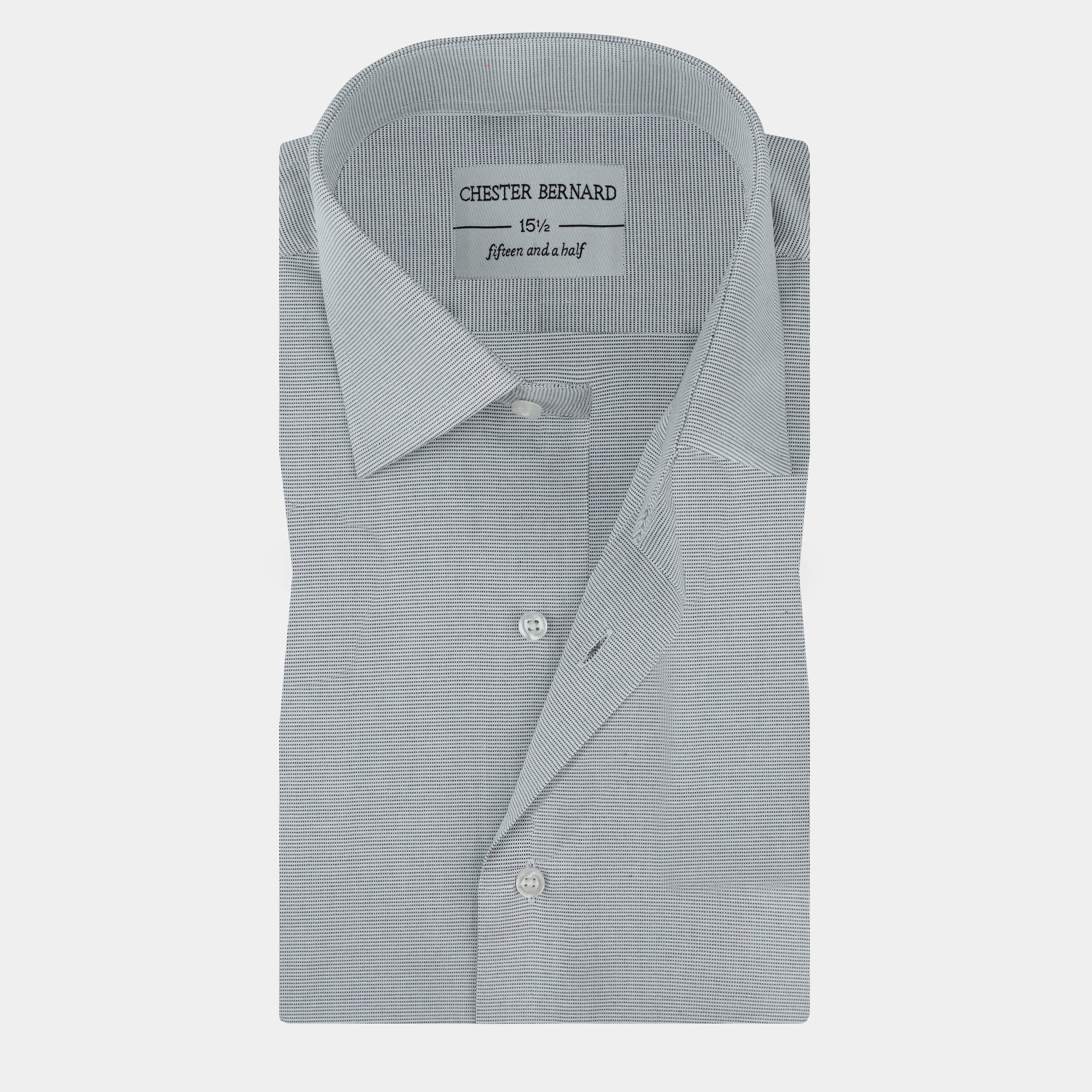 Grey Micro-Check Formal Dress Shirt OL-630