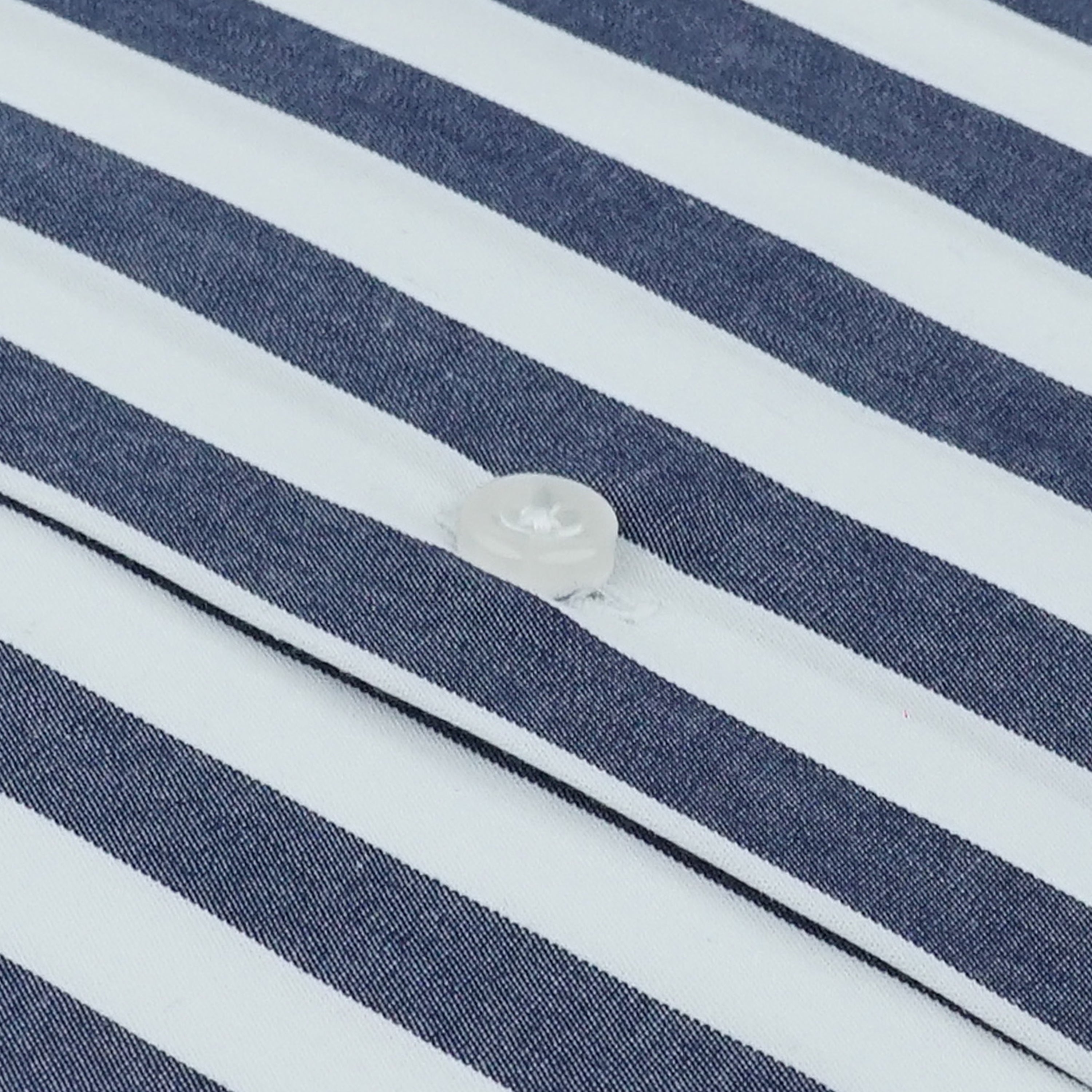 Navy & White Stripe Shirt with White Collar