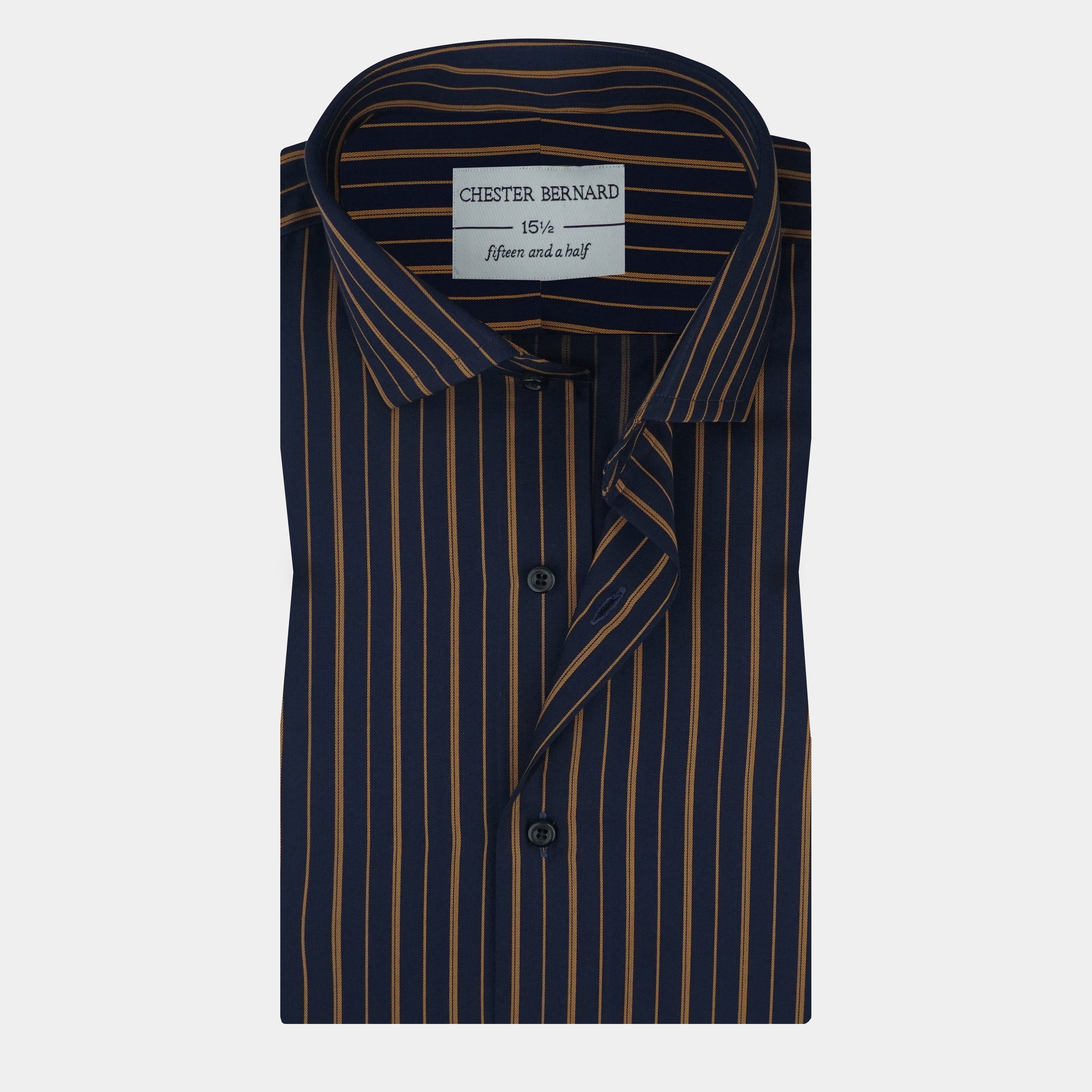 Midnight Navy & Gold Pinstripe Premium Formal Shirt OL-605