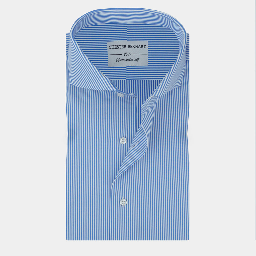 Azure Pinstripe Classic Premium Cotton Shirt OL-618