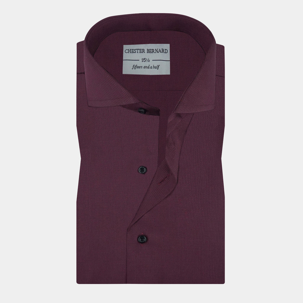 Burgundy Textured Tailored Shirt OL-638