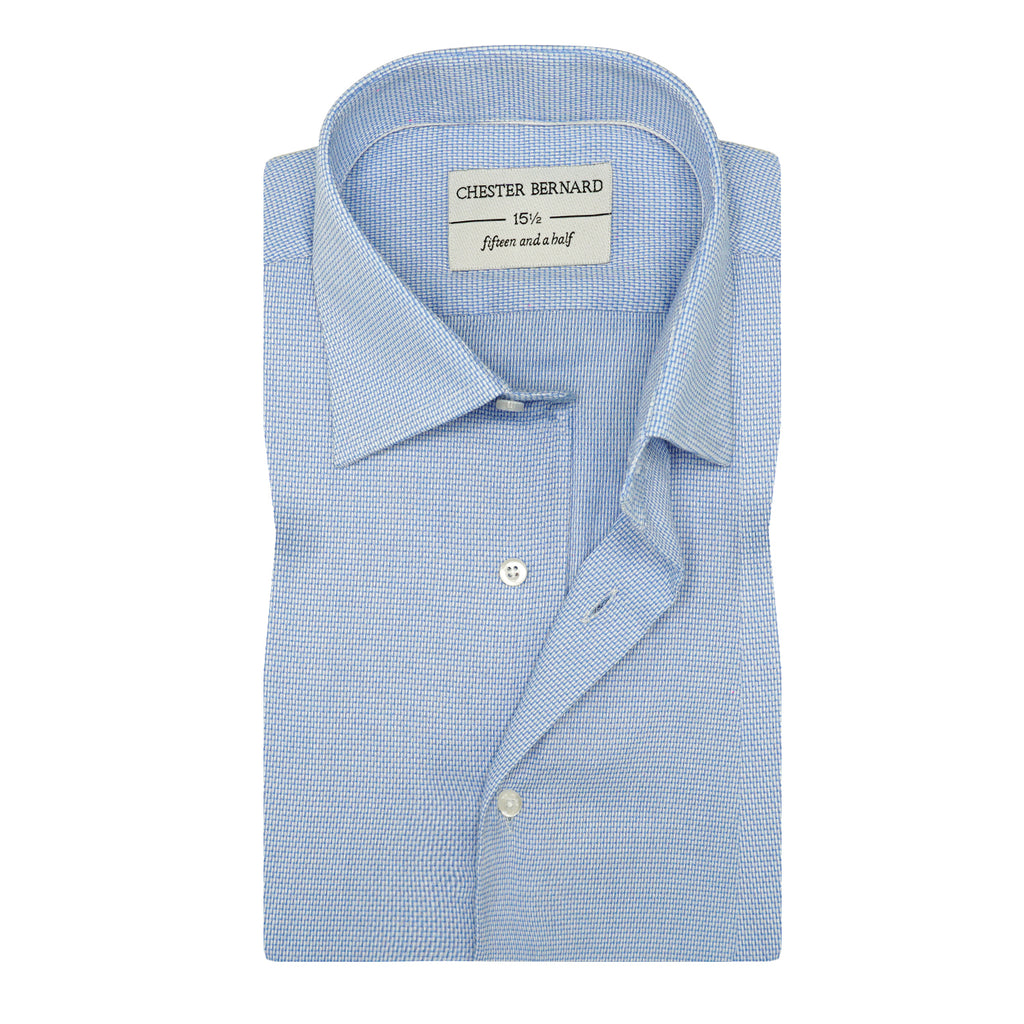 Ice Blue Micro-Texture Shirt – Refined Everyday Classic OL-611