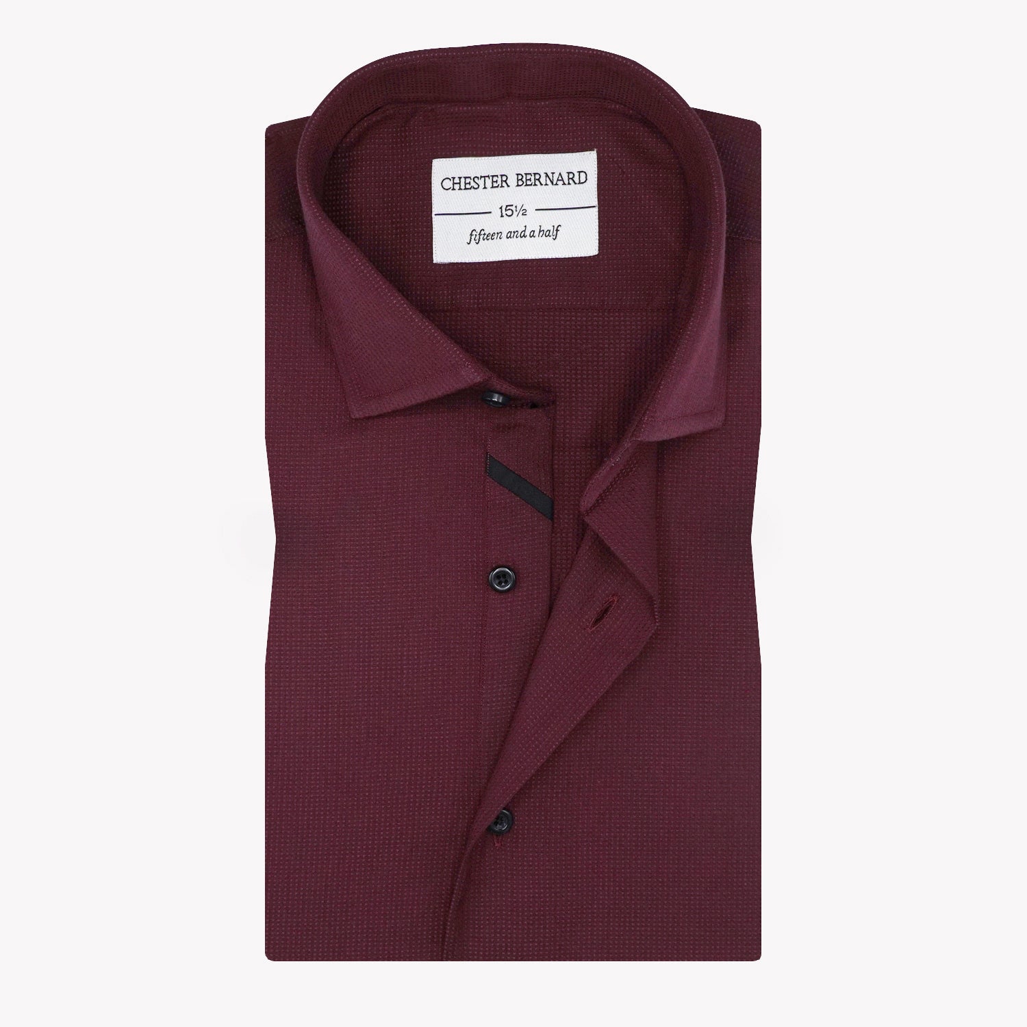 Maroon Jacquard Cotton Shirt with Contrast Detailing OL-557
