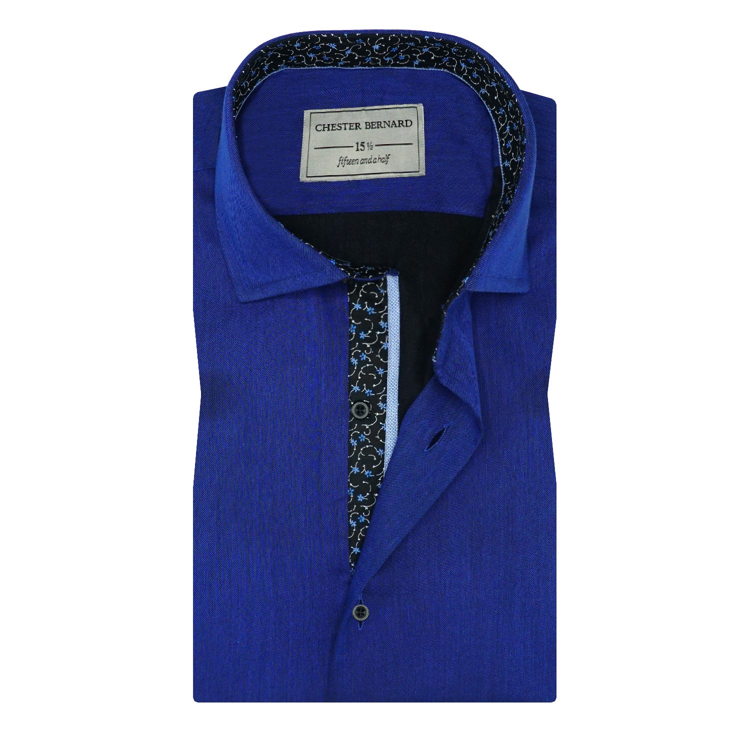 Royal Blue Twill Cotton Shirt with Contrast Detailing OL-562