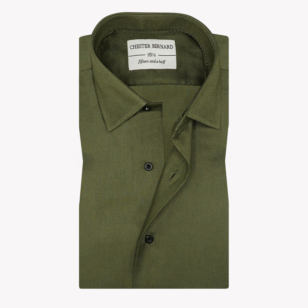 Olive Green Jacquard Cotton Shirt OL-560