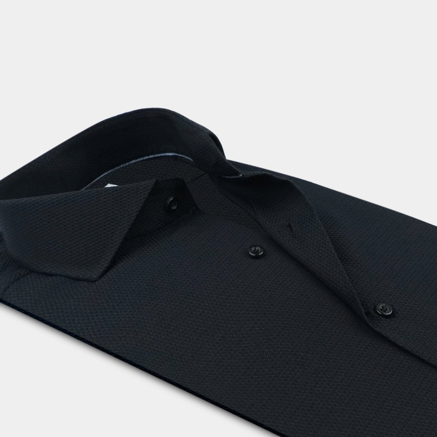 Midnight Textura Black Textured Shirt with Subtle Blue Accent OL-590
