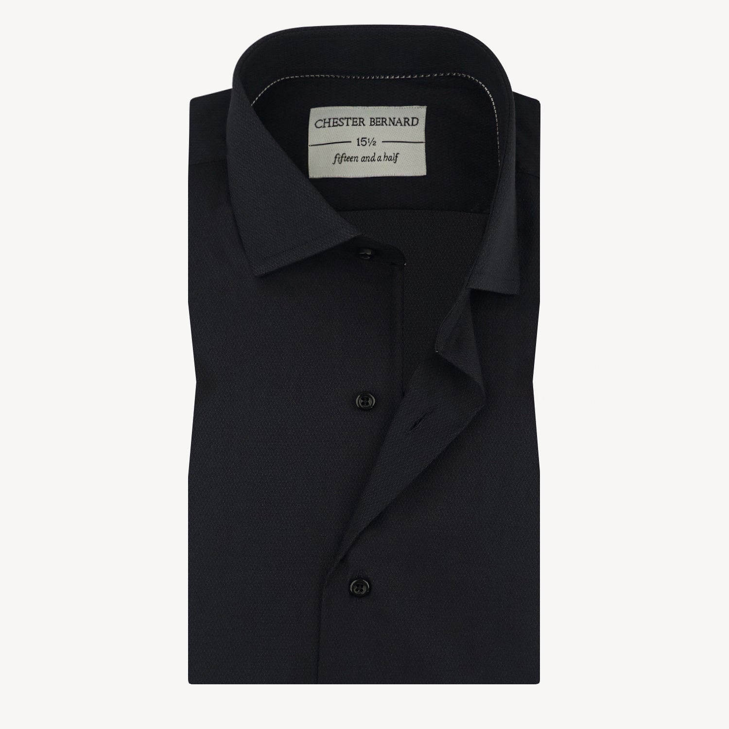 Midnight Black Textured Cotton Shirt OL-563