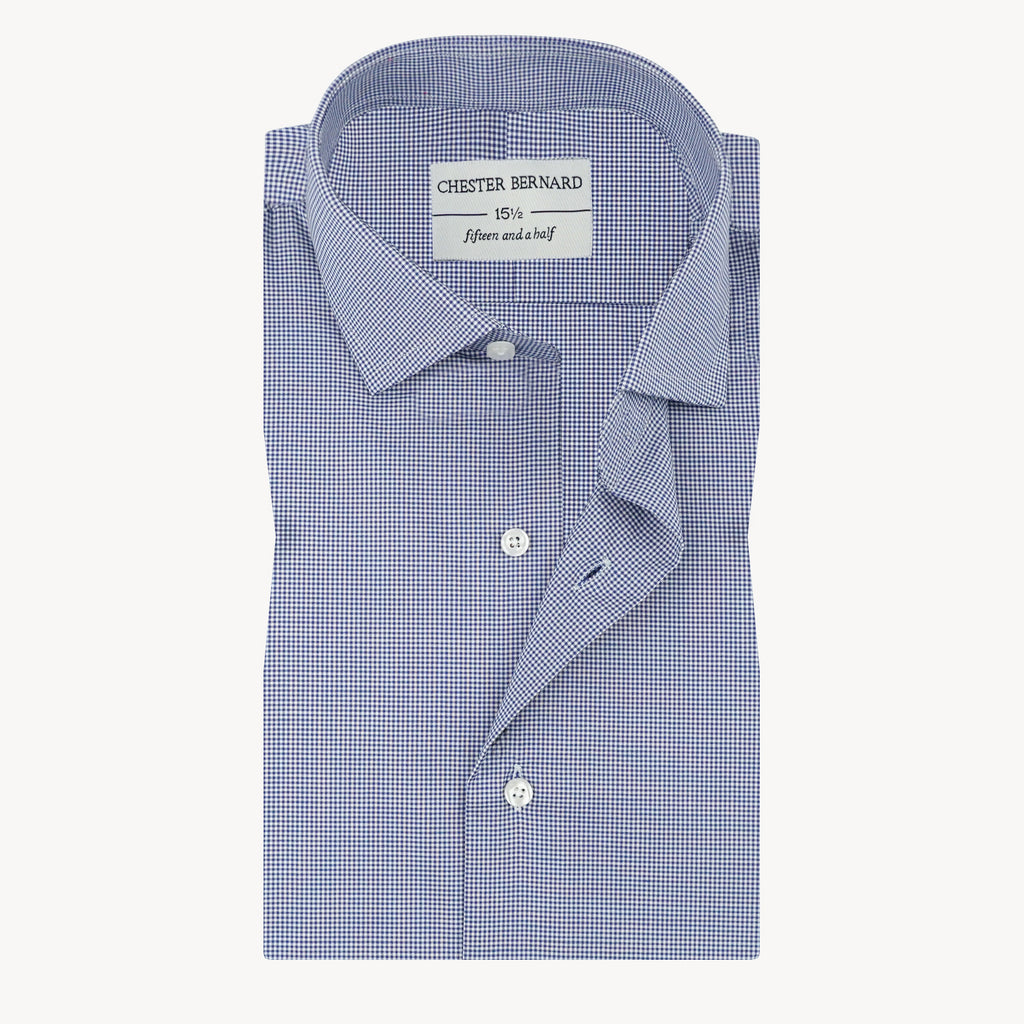Blue Micro-Check Shirt Egyptian Cotton OL-587