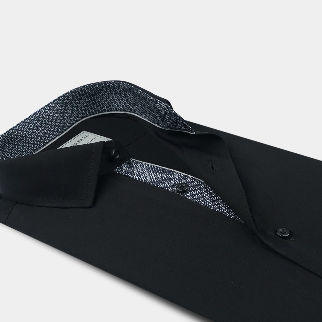 Black Contrast Trim Cotton Shirt OL-570