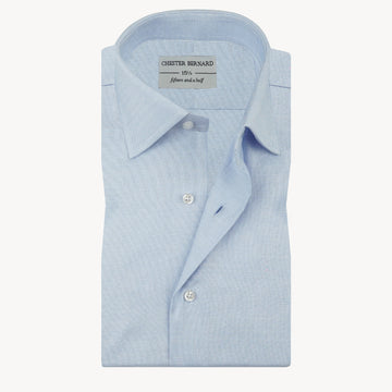 Sky Blue Micro Check Jacquard Shirt