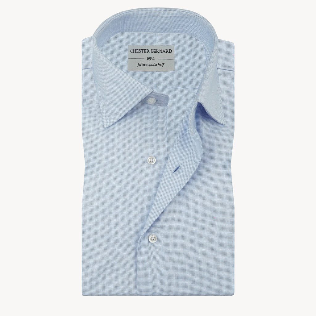 Sky Blue Micro Check Jacquard Shirt OL-594