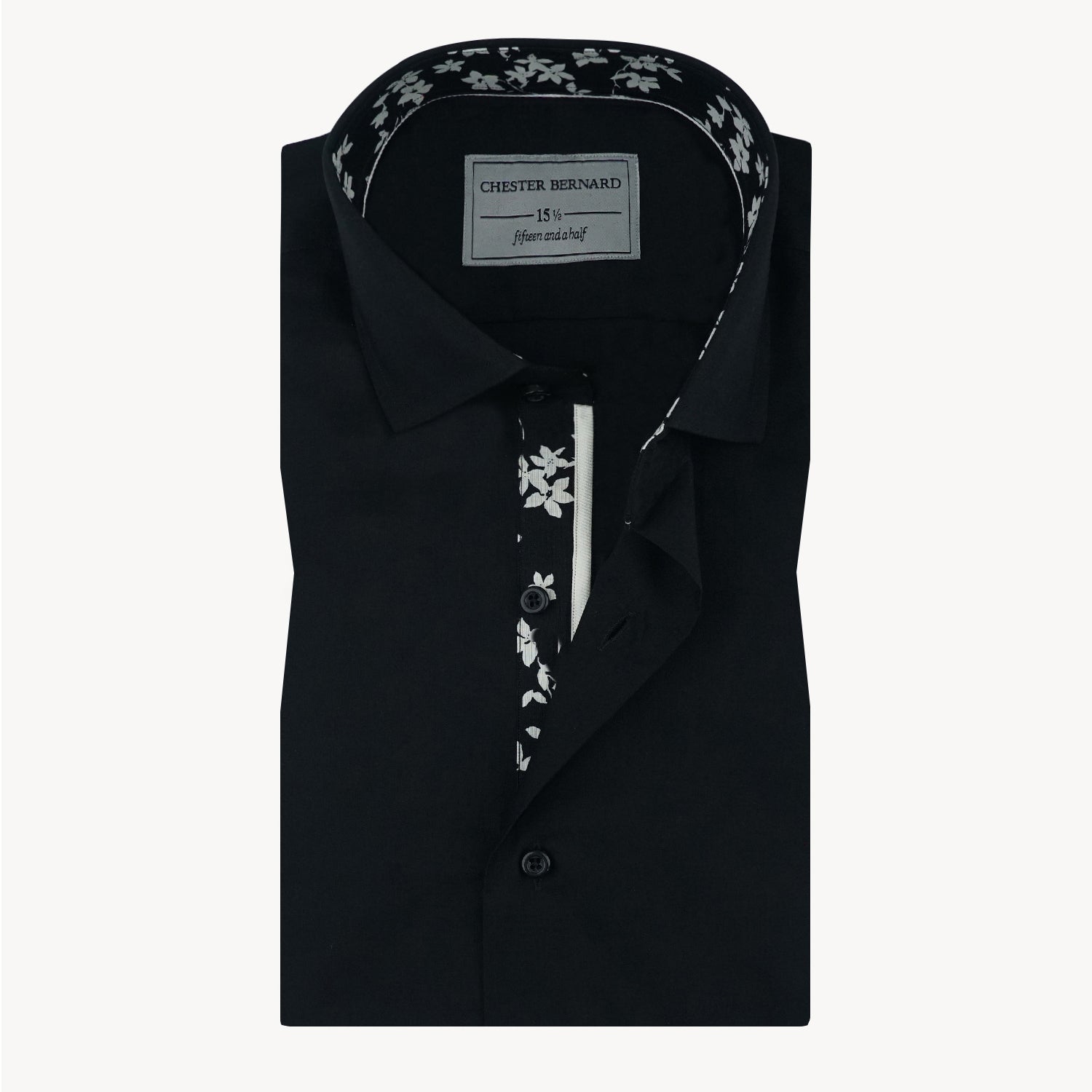 Black Shirt with Floral Inner Detailing OL-574