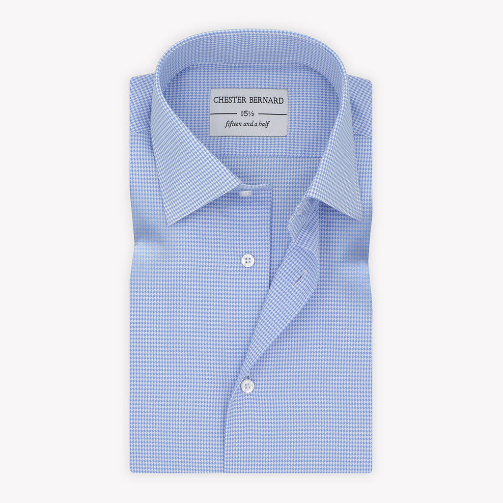 Sky Blue Houndstooth Formal Shirt For Mens 1