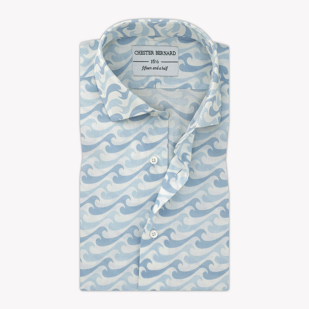 Summer SEA Waves Printed Casual Shirt for Mens 1