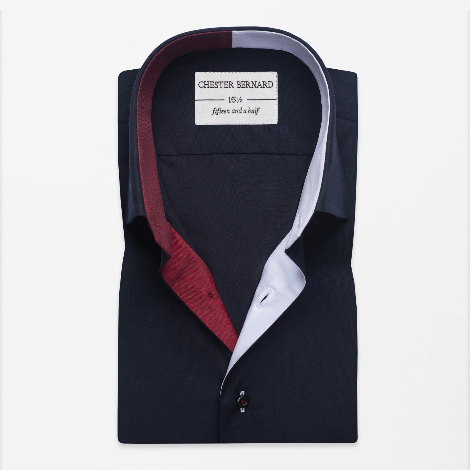 Navy Contrast Collar Dress Shirt