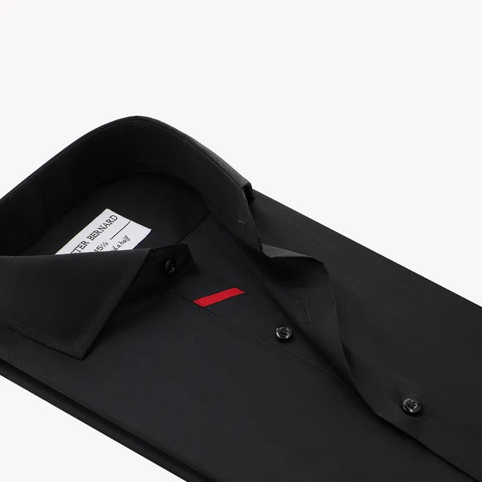 Classic Black Casual Shirt With Red Single Diagonal