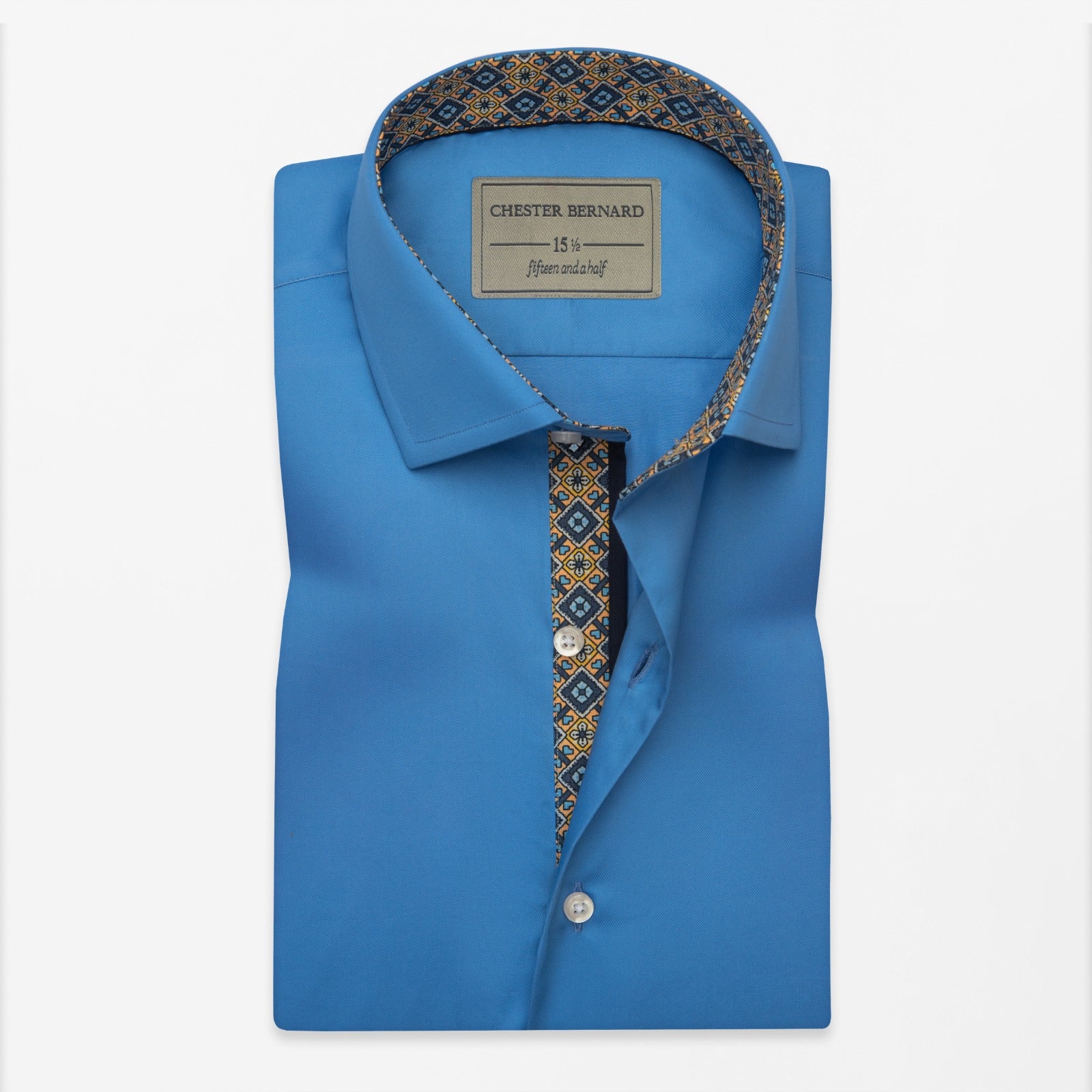 Azure Blue Shirt with Signature Contrast Trim