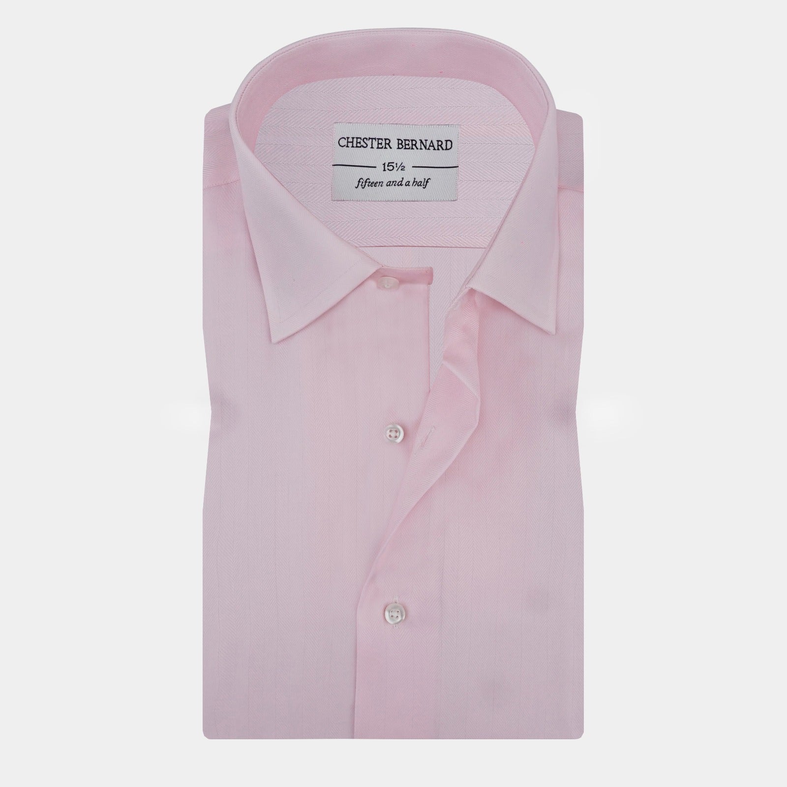 Blush Pink Herringbone Dress Shirt