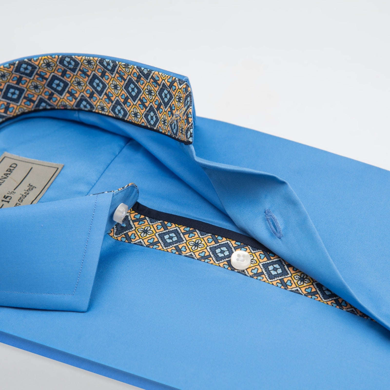 Azure Blue Shirt with Signature Contrast Trim