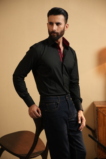 Black Contrast Stripe Shirt