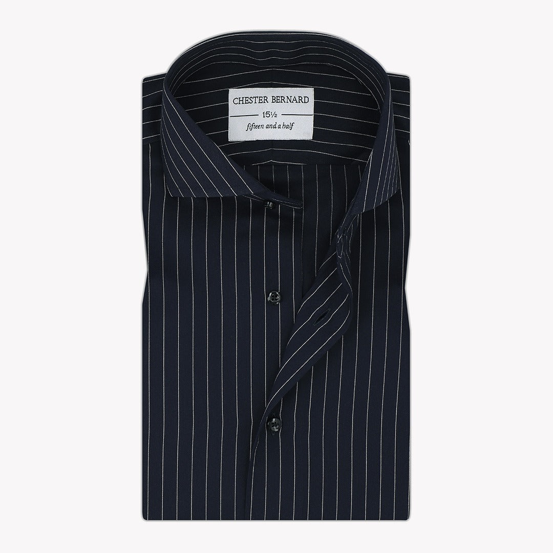 Navy White Pinstripe Dress Shirt