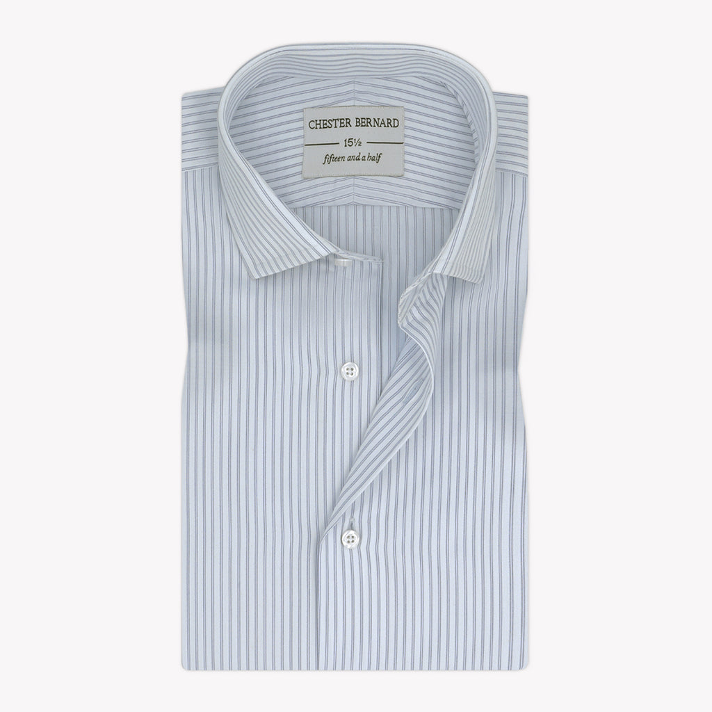 White Self Blue Pin Stripes Formal Shirt For Mens 1