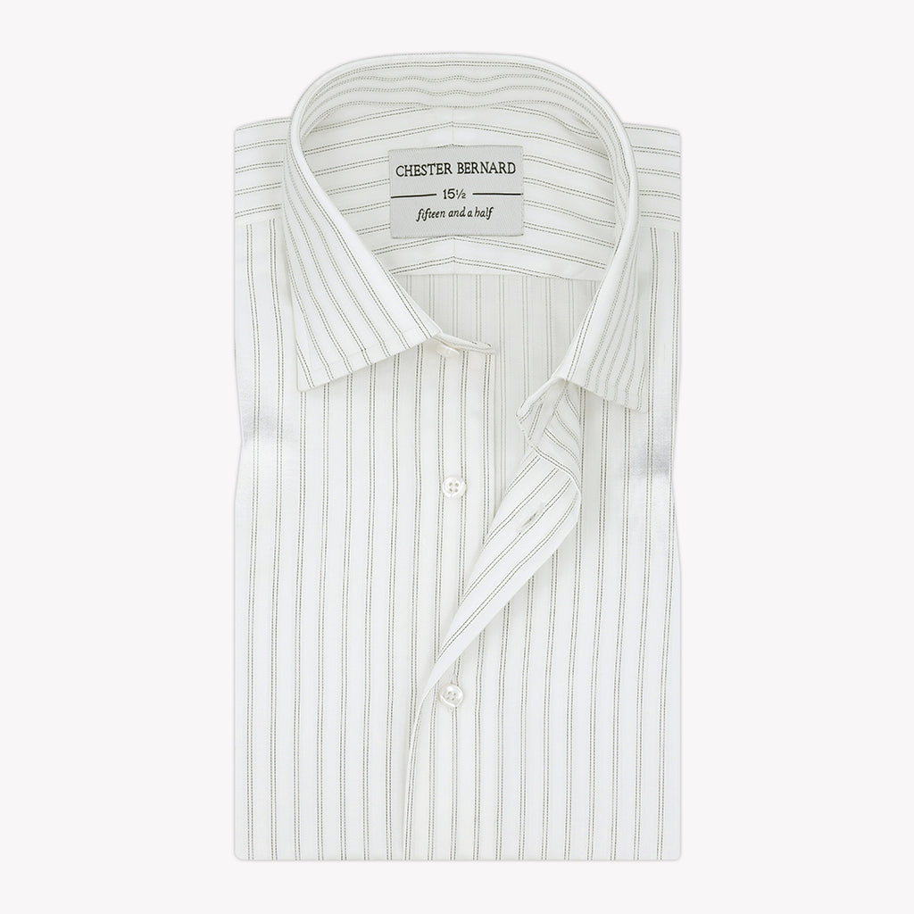White & Black Pin Stripes Formal Shirt For Mens 1