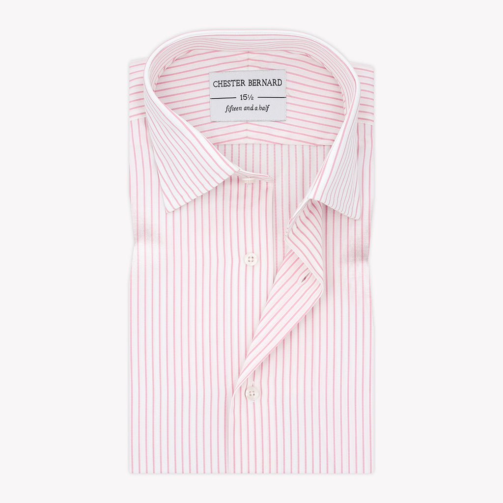 White with Pink Stripes Formal Shirt For Mens1