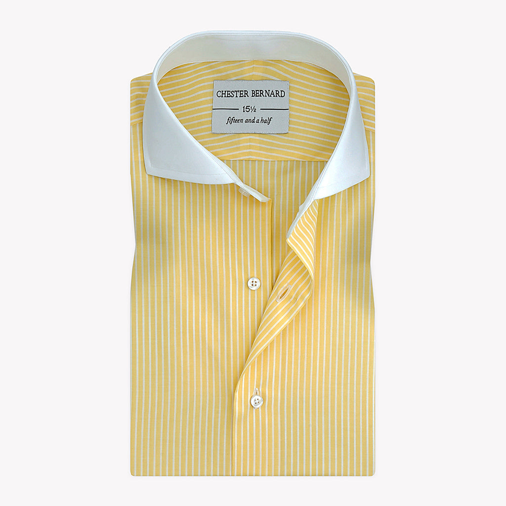 Yellow With White Pin Stripes Formal Shirt For Men1