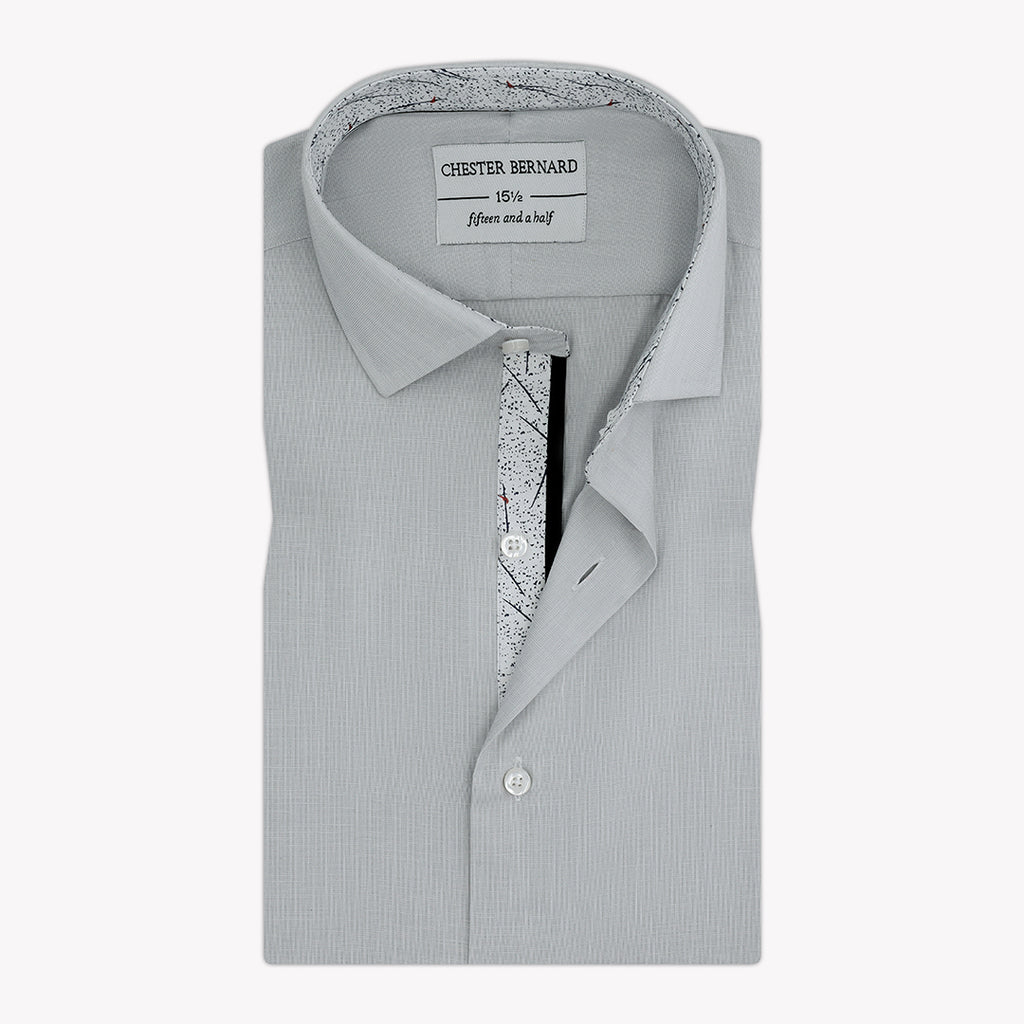 Ash Grey Casual Shirt with Multi Sword Design and Black Piping - Stylish Men's Shirt