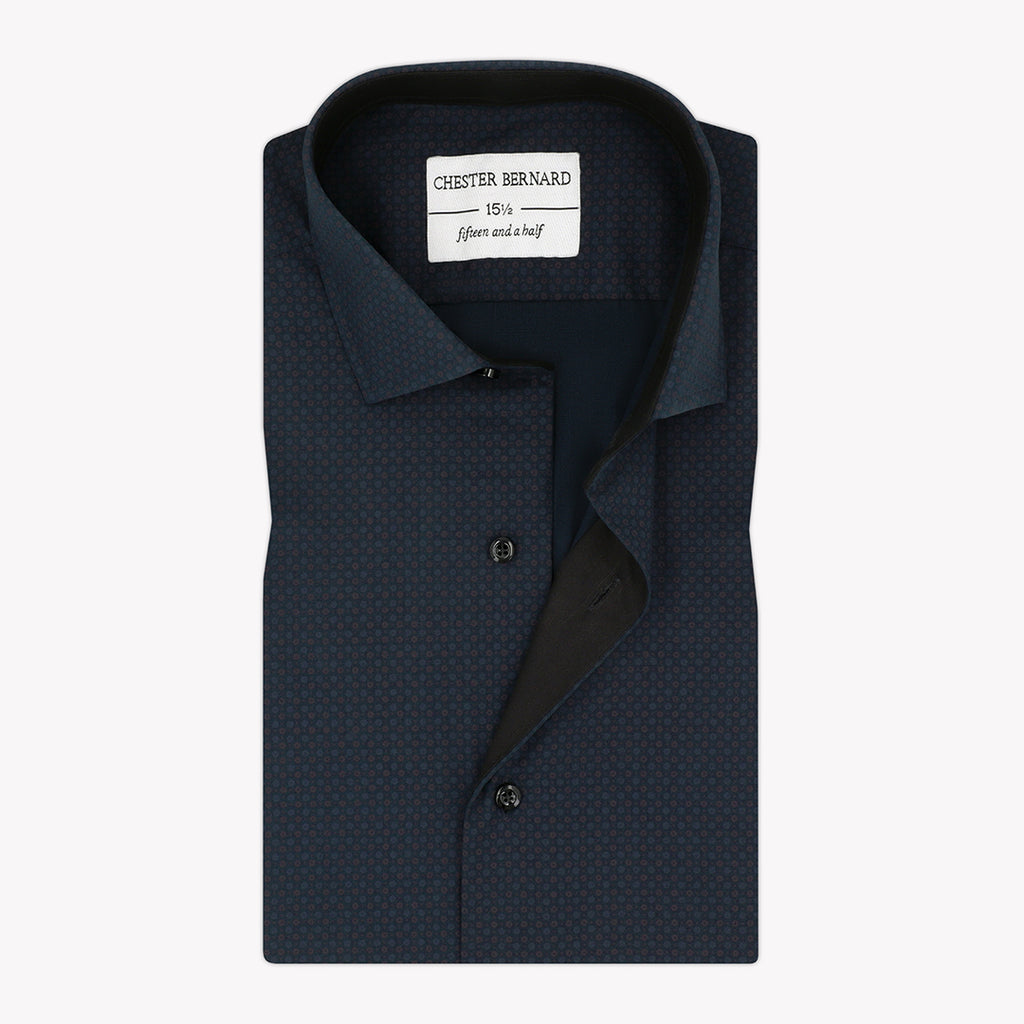 Blue Casual Shirt with Multi Dots and Black Inlay - Stylish Men's Shirt