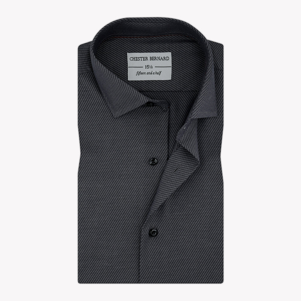 Charcoal Grey Casual Shirt with Twill Self Finish - Stylish Men's Shirt