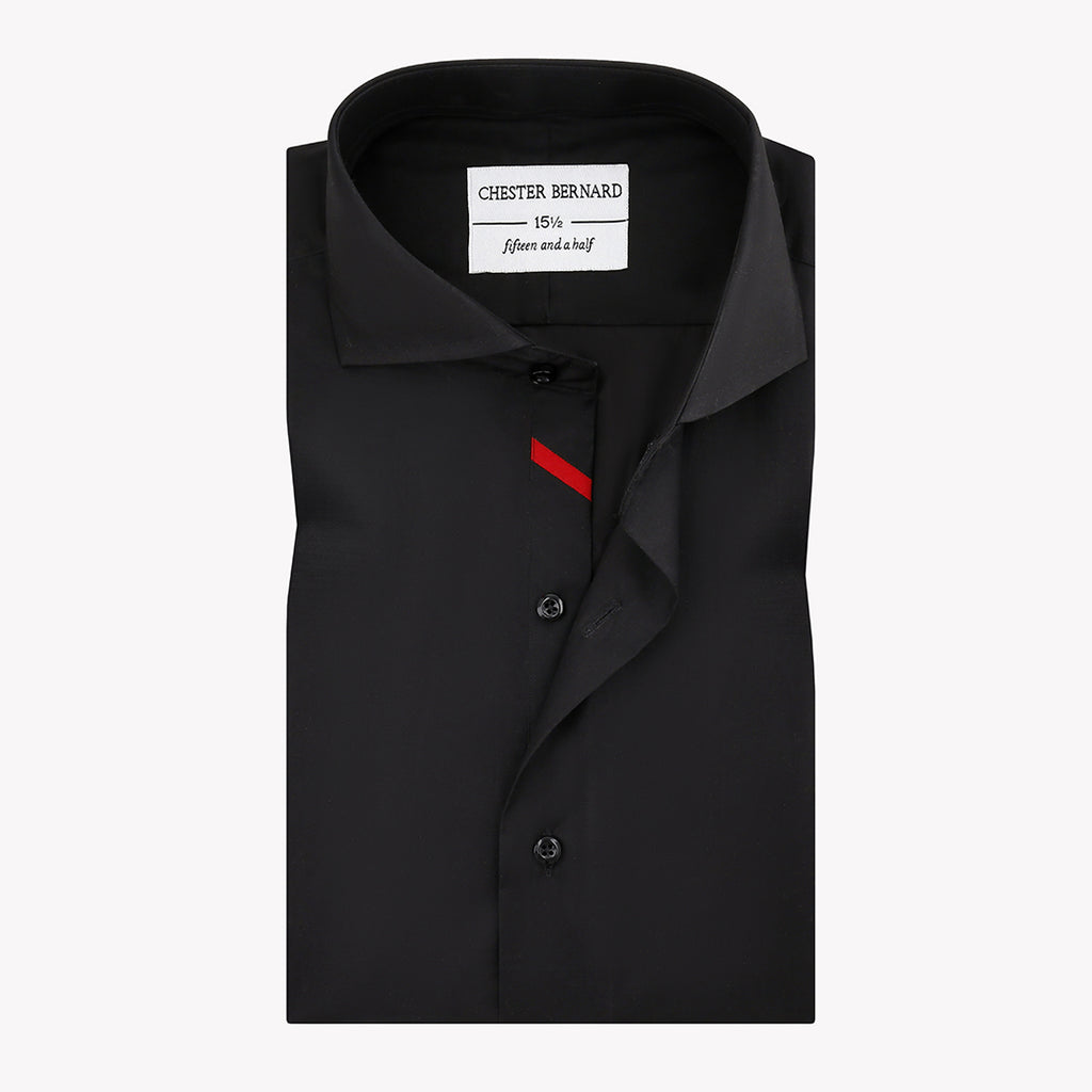 Classic Black Casual Shirt with Red Single Diagonal Design - Stylish Men's Shirt