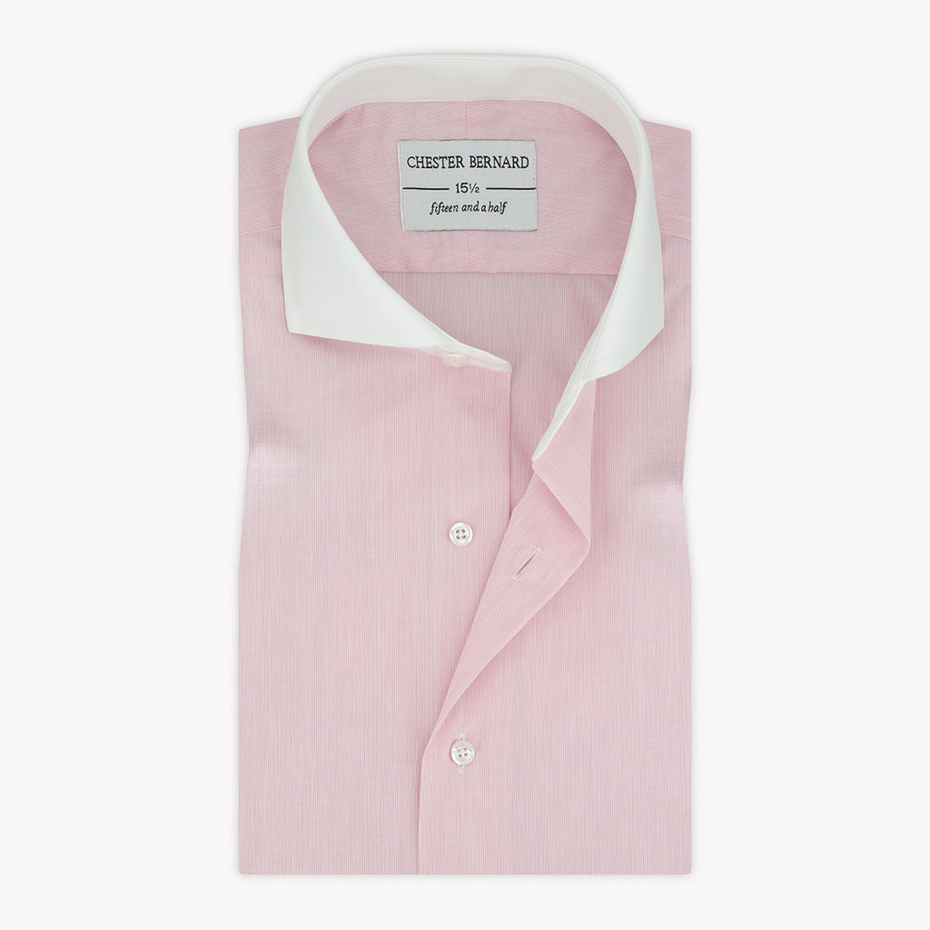 Classic Pink Self Formal Shirt with White Collar - Elegant Men's Dress Shirt