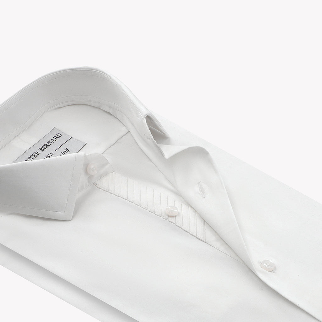 Classic Pure White Plated Formal Shirt - Elegant Men's Dress Shirt