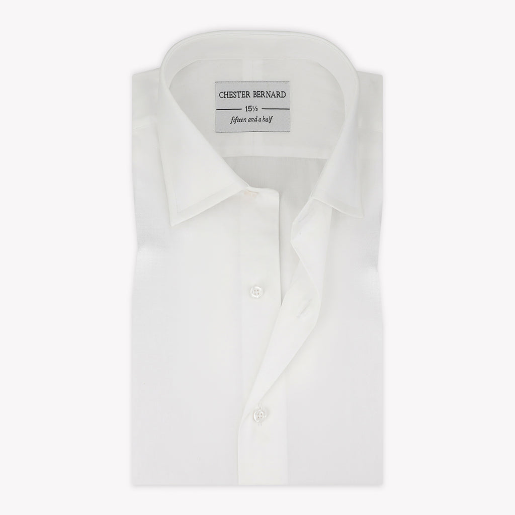 Classic Pure White Shirt in Poplin - Elegant Men's Formal Shirt