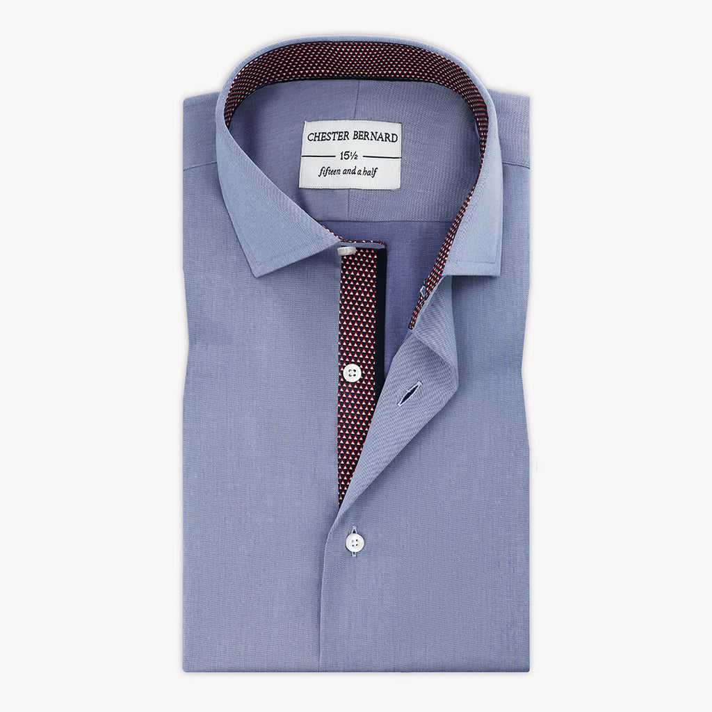 Cornflower Blue Casual Shirt with Maroon Diamond Print and Piping - Stylish Men's Shirt