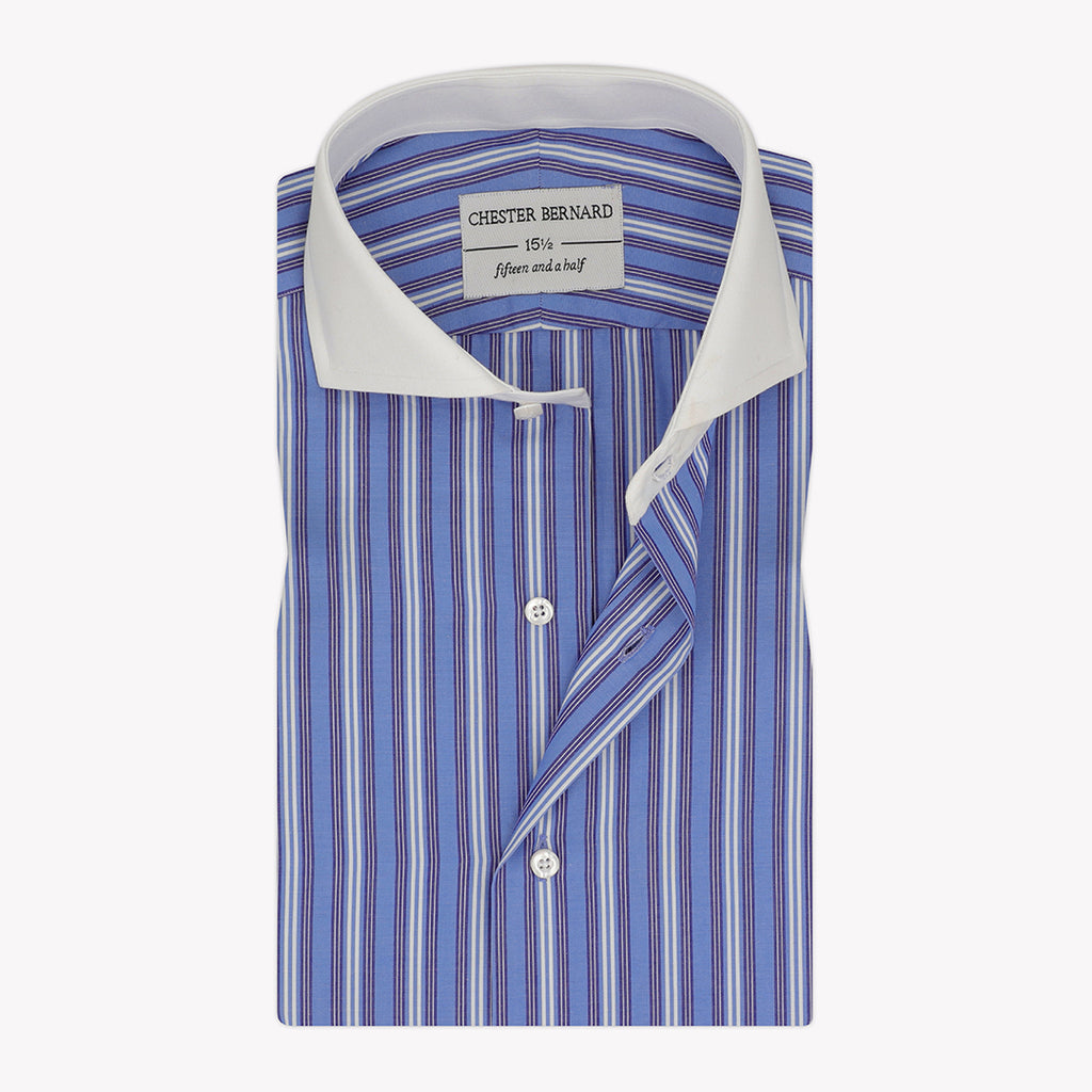 Light and Dark Blue Formal Shirt with White Collar - Premium Men's Dress Shirt