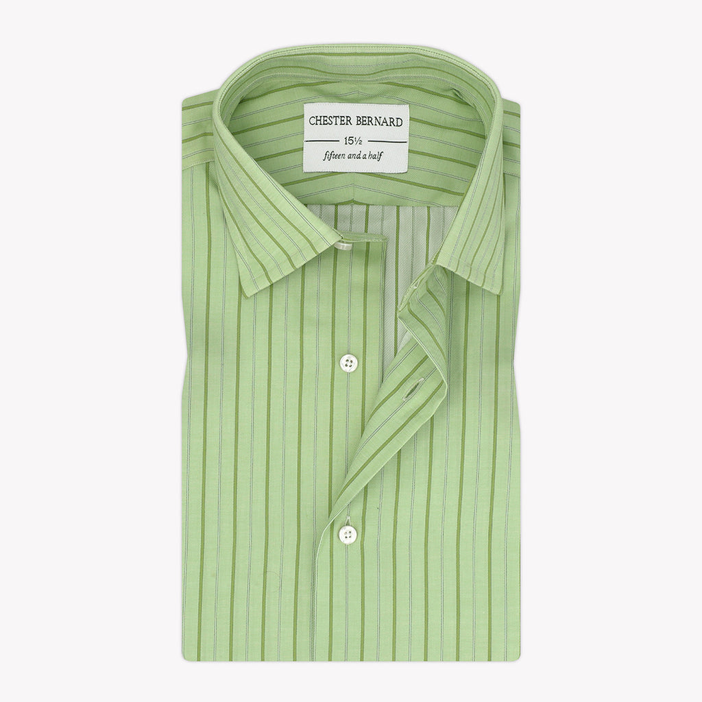 Light Green Casual Shirt with Self Twill Stripes - Stylish Men's Shirt