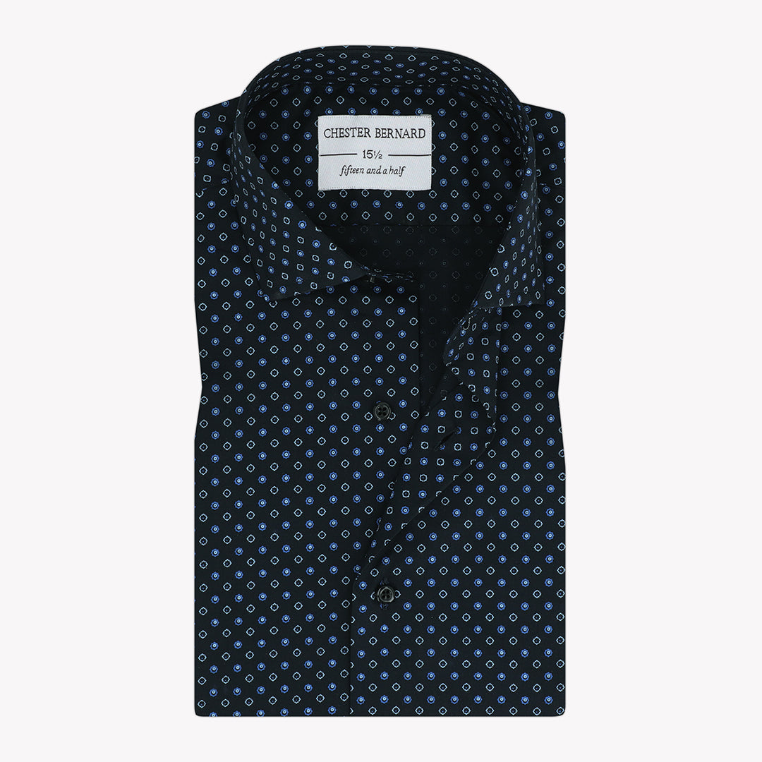 Navy Blue Casual Shirt with Ostrich Dots - Stylish Men's Shirt
