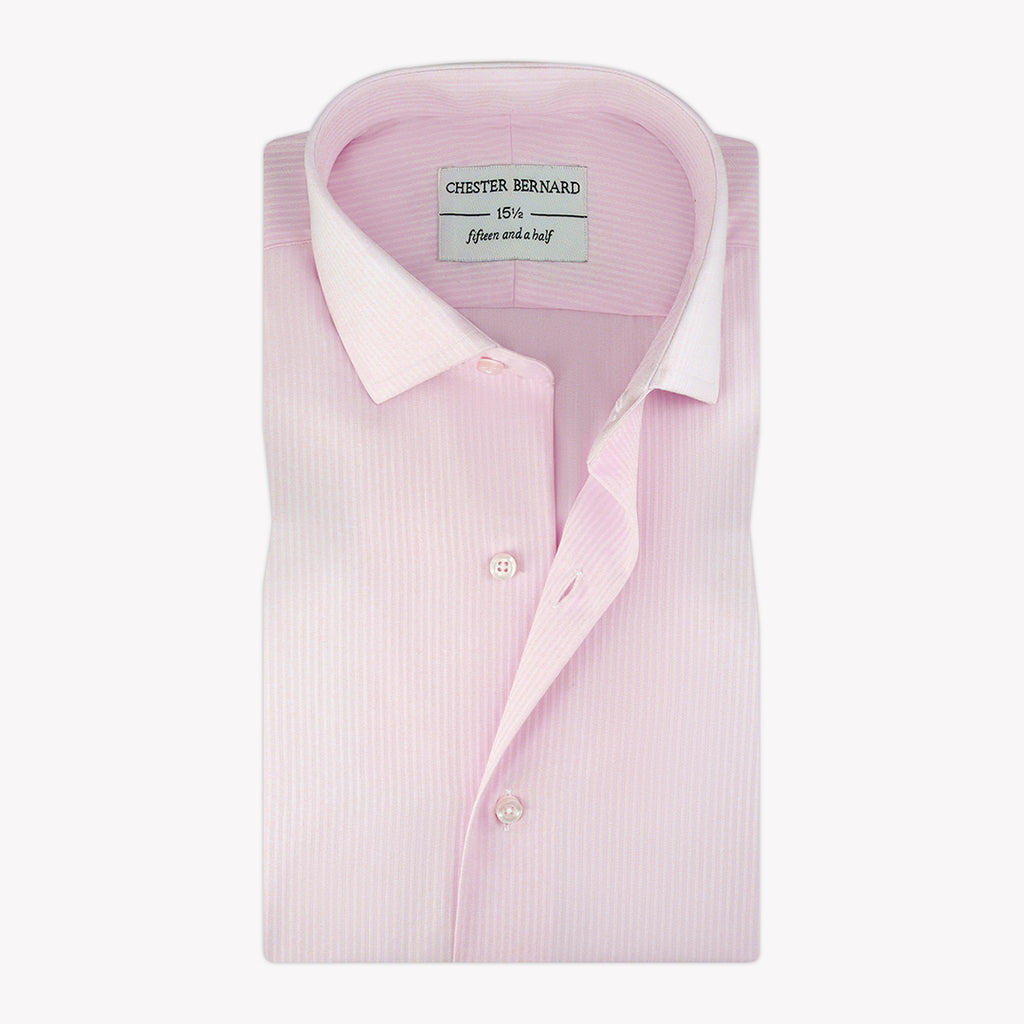 Powder Pink Formal Shirt with Self Twill Stripes for Men