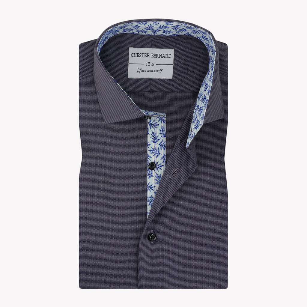 Purple Casual Shirt with Jacquard Blue Print Inlay - Stylish Men's Shirt