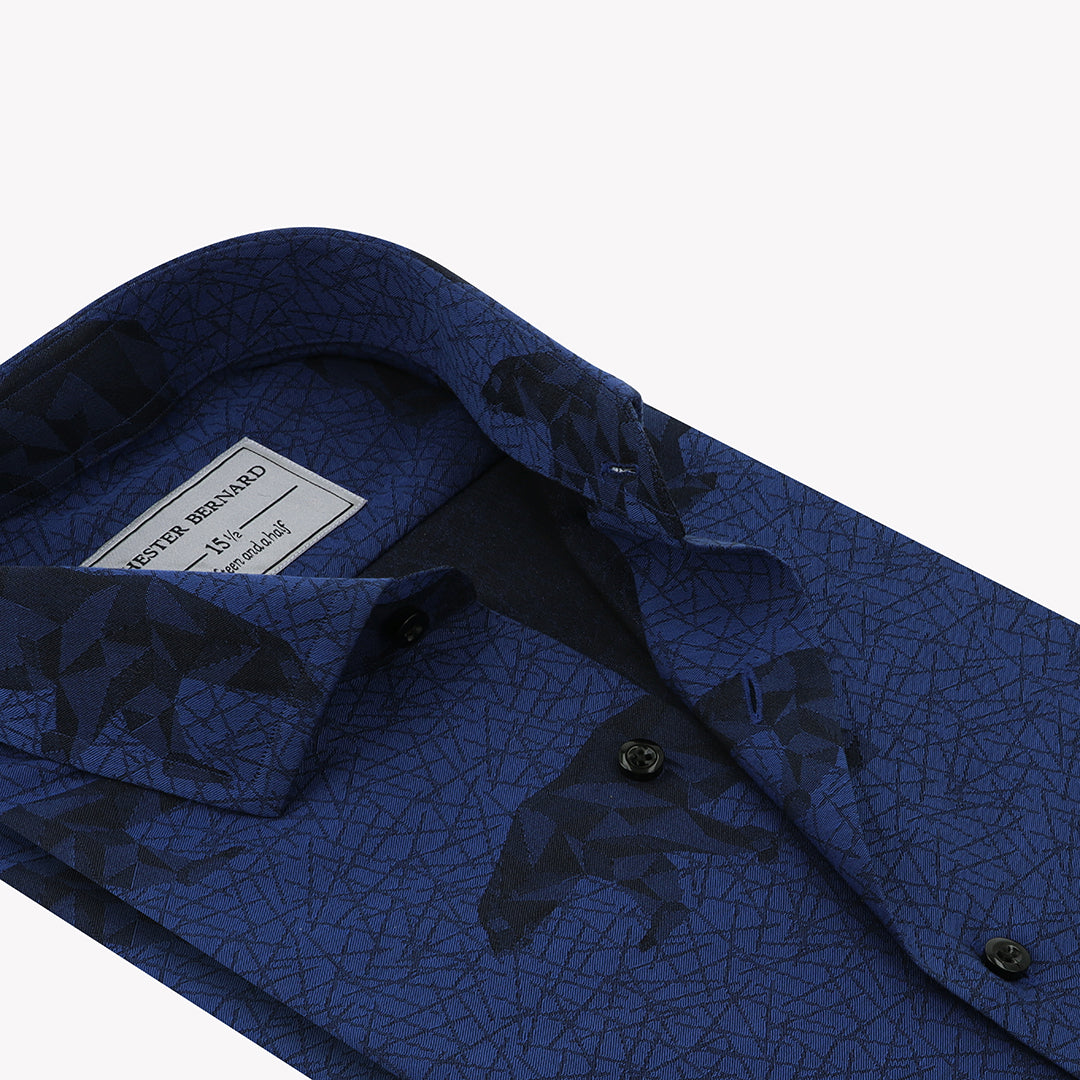Royal Blue Casual Shirt with Polar Bear Print - Stylish Men's Shirt