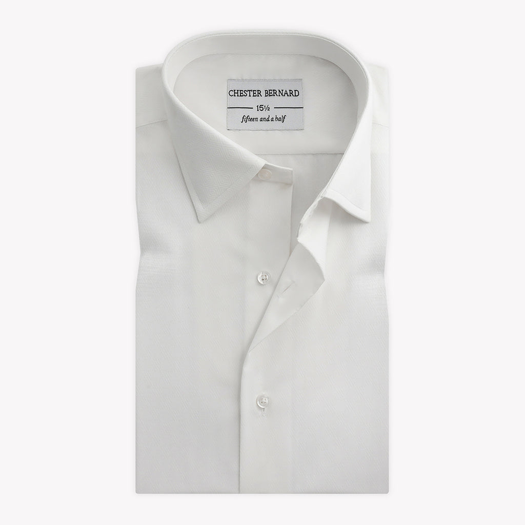 White Fancy Self Formal Shirt with Square Shape - Elegant Men's formal Shirt